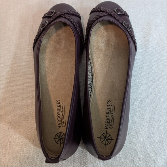 Harborsides Memory Foam Women's Slip On Flats Shoes Size 9 Faux Leather Burgundy - Picture 4 of 12